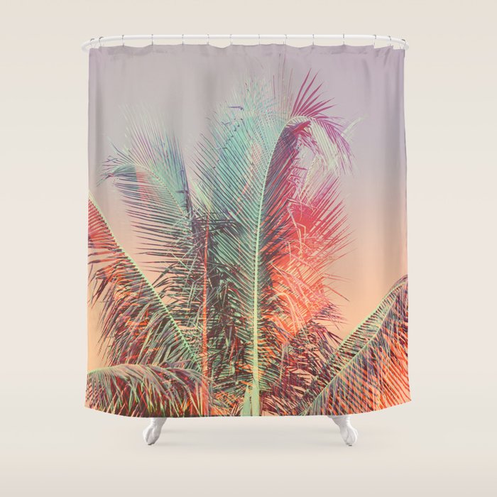 Pastel Palms #2 - Modern Tropical Photograph Shower Curtain Gallery Image 1