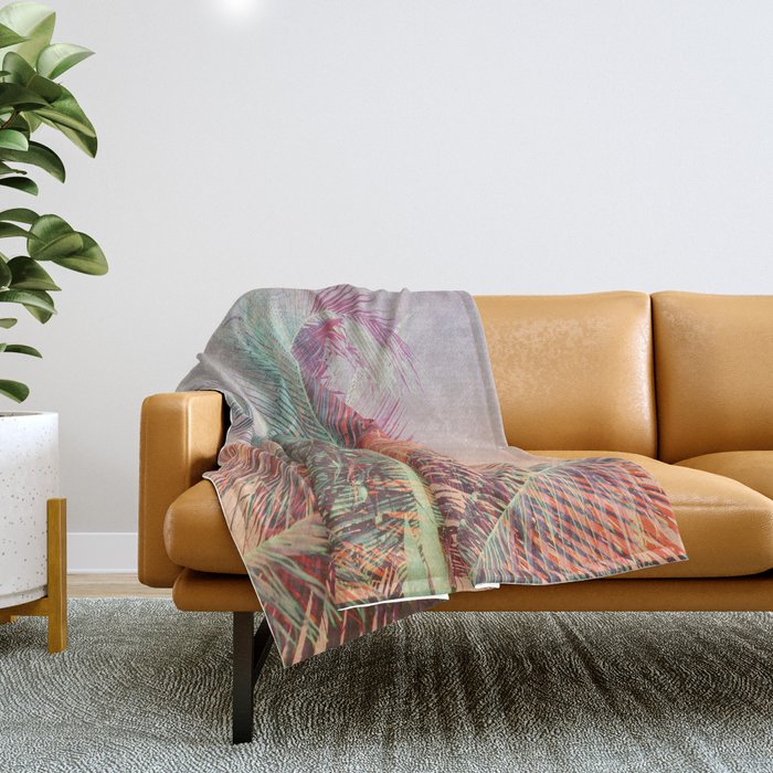 Pastel Palms #2 - Modern Tropical Photograph Throw Blanket Gallery Image 1