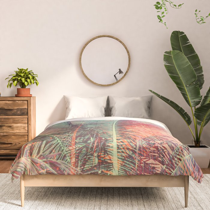 Pastel Palms #2 - Modern Tropical Photograph Comforter Gallery Image 3