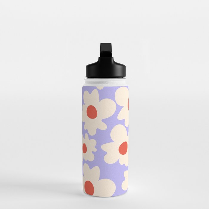 Abstract Flower Shape - Lilac, Cream and Red Water Bottle Gallery Image 3