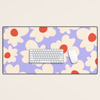 Abstract Flower Shape - Lilac, Cream and Red Desk Mat Gallery Image 1