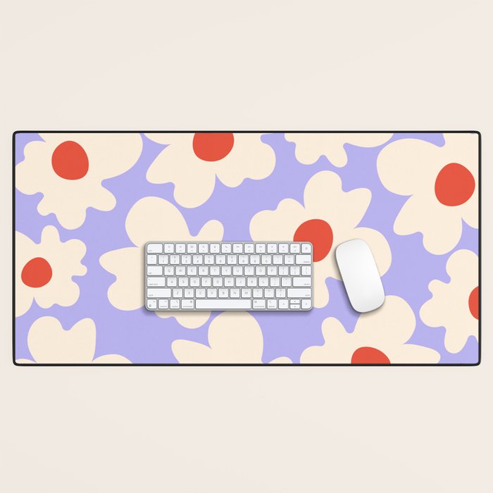Abstract Flower Shape - Lilac, Cream and Red Desk Mat Gallery Image 1