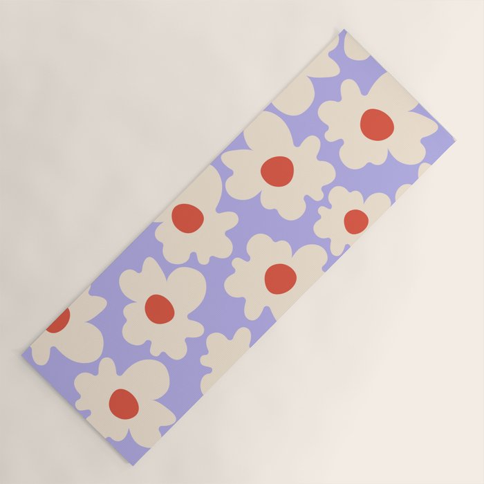 Abstract Flower Shape - Lilac, Cream and Red Yoga Mat Gallery Image 1