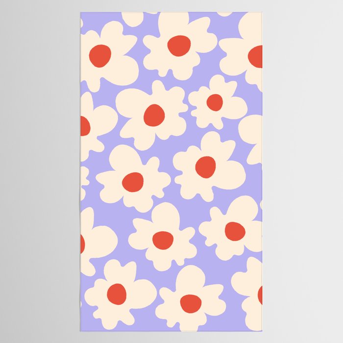 Abstract Flower Shape - Lilac, Cream and Red Tablecloth Gallery Image 2
