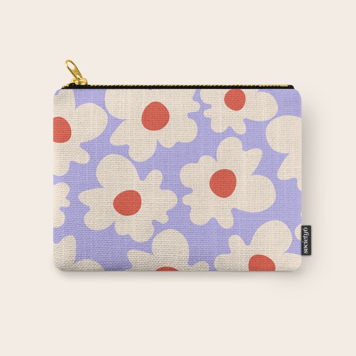 Abstract Flower Shape - Lilac, Cream and Red Carry All Pouch Gallery Image 1