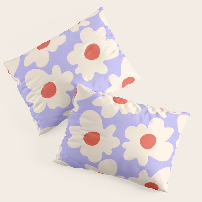 Abstract Flower Shape - Lilac, Cream and Red Pillow Sham Gallery Image 1