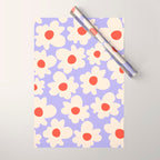 Abstract Flower Shape - Lilac, Cream and Red Wrapping Paper Gallery Image 1