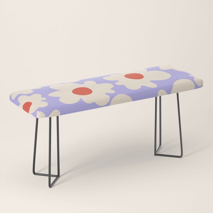 Abstract Flower Shape - Lilac, Cream and Red Bench Gallery Image 1
