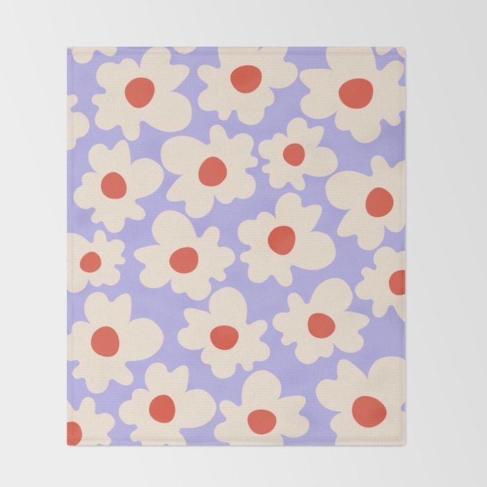 Abstract Flower Shape - Lilac, Cream and Red Throw Blanket Gallery Image 2