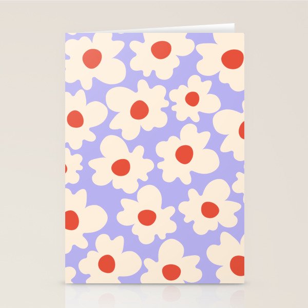 Abstract Flower Shape - Lilac, Cream and Red Stationery Card Gallery Image 1