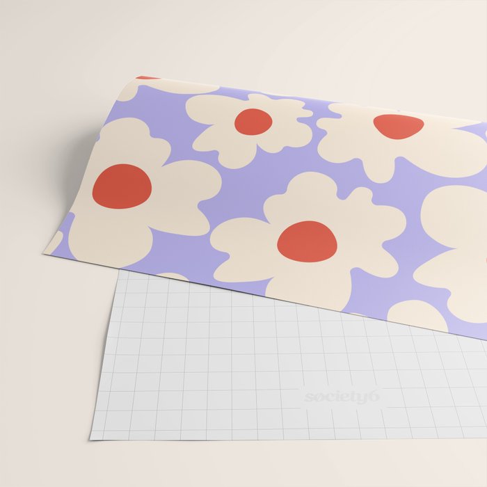 Abstract Flower Shape - Lilac, Cream and Red Wrapping Paper Gallery Image 2