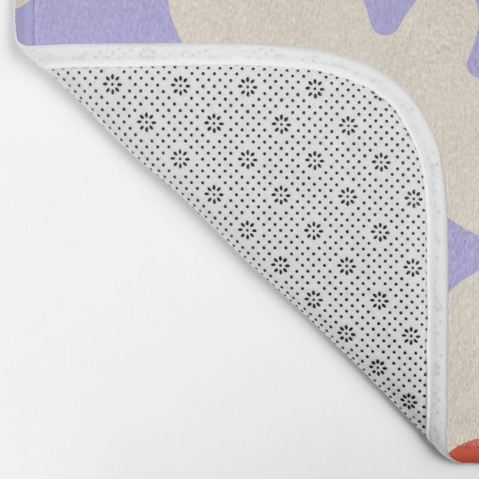 Abstract Flower Shape - Lilac, Cream and Red Bath Mat Gallery Image 2