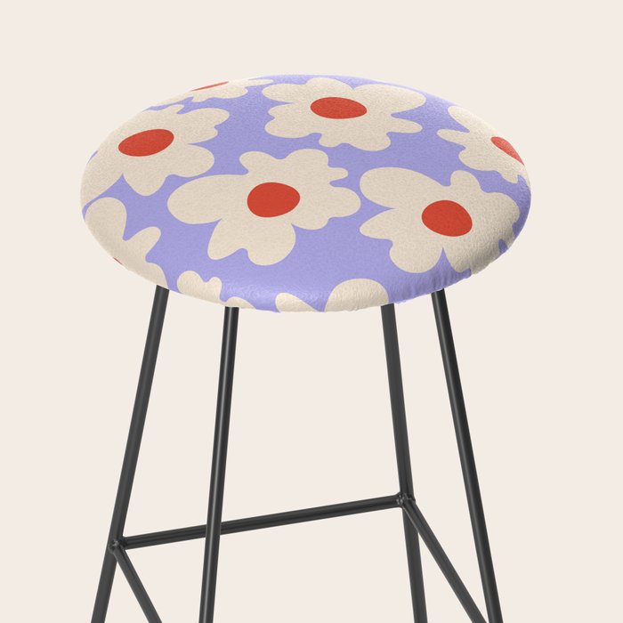 Abstract Flower Shape - Lilac, Cream and Red Stool Gallery Image 2
