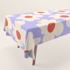Abstract Flower Shape - Lilac, Cream and Red Tablecloth Gallery Image 1