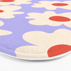 Abstract Flower Shape - Lilac, Cream and Red Bath Mat Gallery Image 3