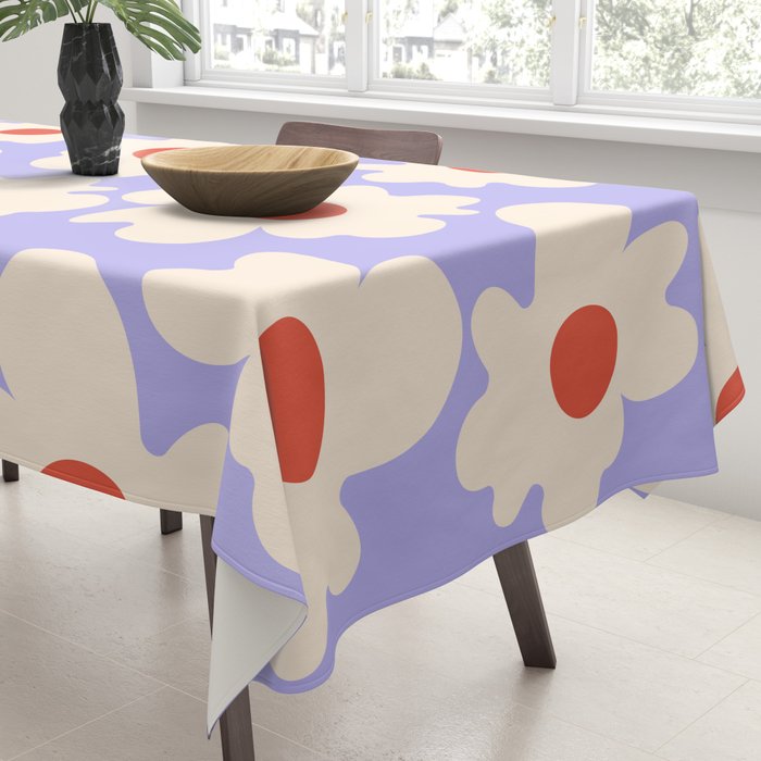 Abstract Flower Shape - Lilac, Cream and Red Tablecloth Gallery Image 3