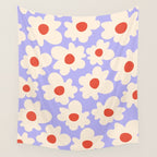 Abstract Flower Shape - Lilac, Cream and Red Wall Tapestry Gallery Image 4
