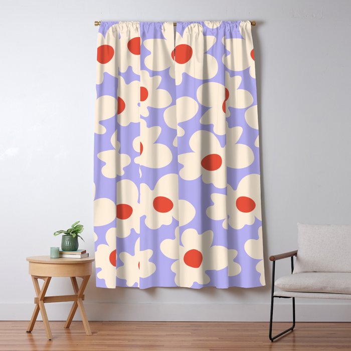 Abstract Flower Shape - Lilac, Cream and Red Window Curtain Gallery Image 5