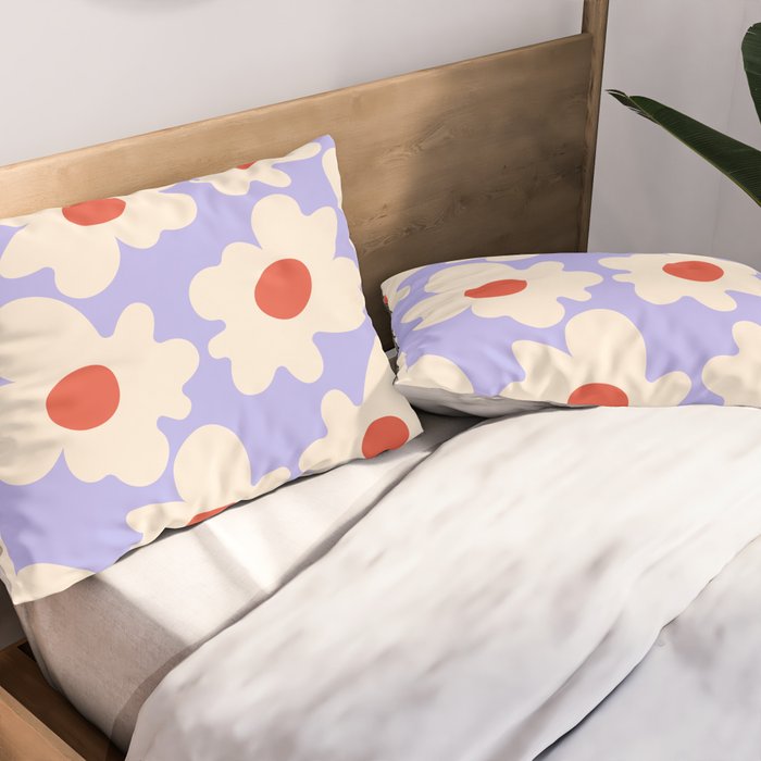 Abstract Flower Shape - Lilac, Cream and Red Pillow Sham Gallery Image 2