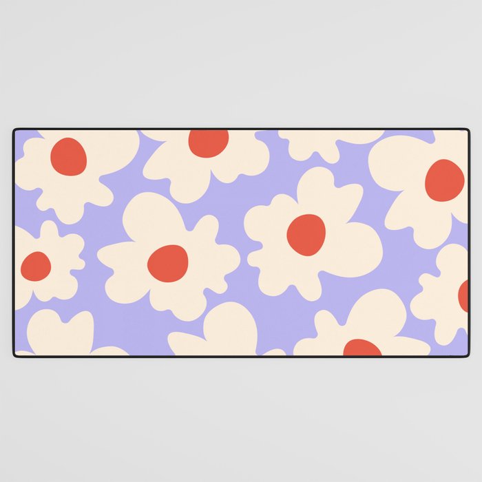 Abstract Flower Shape - Lilac, Cream and Red Desk Mat Gallery Image 3