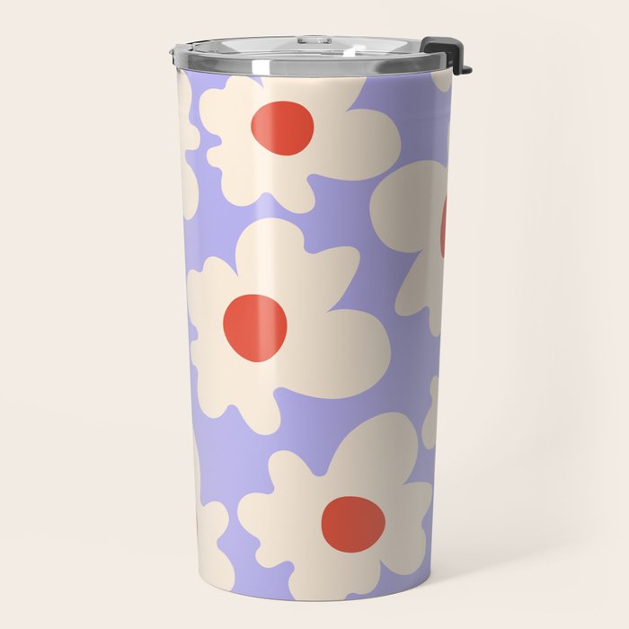 Abstract Flower Shape - Lilac, Cream and Red Travel Mug Gallery Image 2