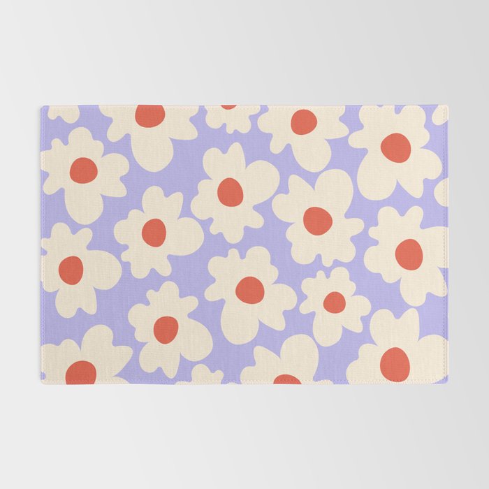 Abstract Flower Shape - Lilac, Cream and Red Rug Gallery Image 2