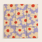 Abstract Flower Shape - Lilac, Cream and Red Wood Wall Art Gallery Image 1