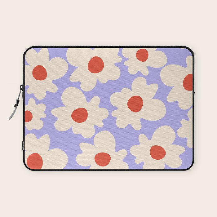 Abstract Flower Shape - Lilac, Cream and Red Laptop Sleeve Gallery Image 1