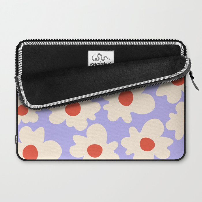 Abstract Flower Shape - Lilac, Cream and Red Laptop Sleeve Gallery Image 2