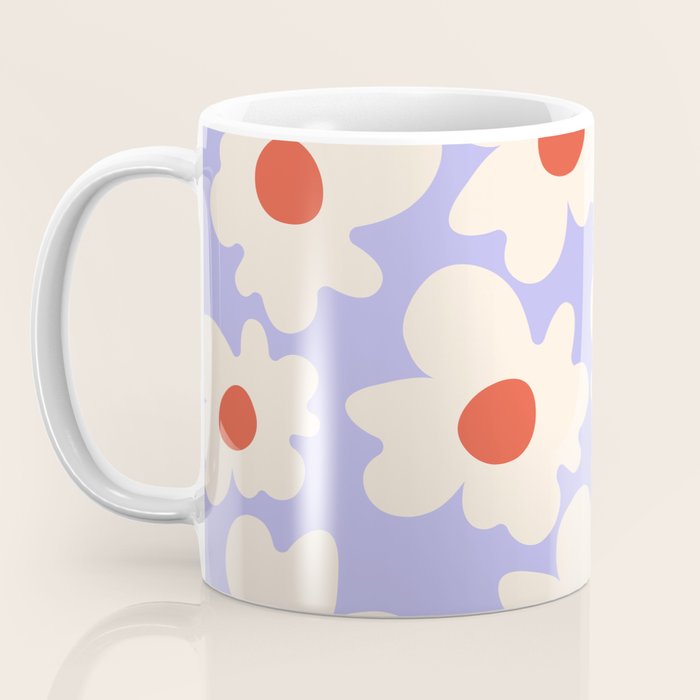 Abstract Flower Shape - Lilac, Cream and Red Coffee Mug Gallery Image 3