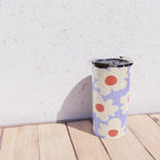 Abstract Flower Shape - Lilac, Cream and Red Travel Mug Gallery Image 4