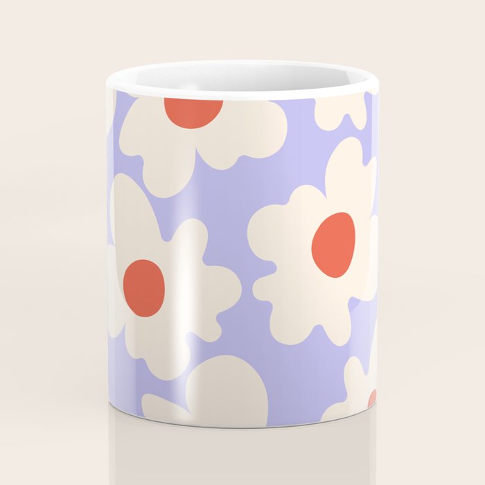 Abstract Flower Shape - Lilac, Cream and Red Coffee Mug Gallery Image 4