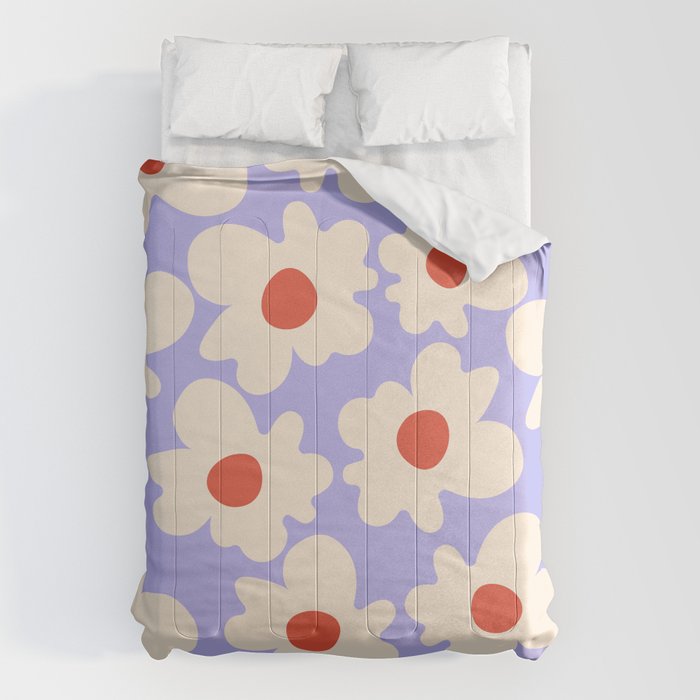 Abstract Flower Shape - Lilac, Cream and Red Comforter Gallery Image 6