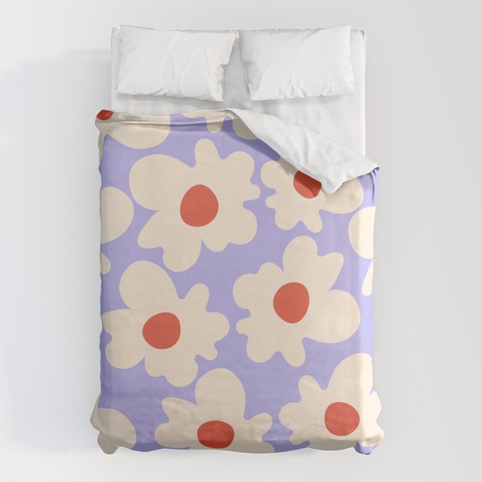 Abstract Flower Shape - Lilac, Cream and Red Duvet Cover Gallery Image 6