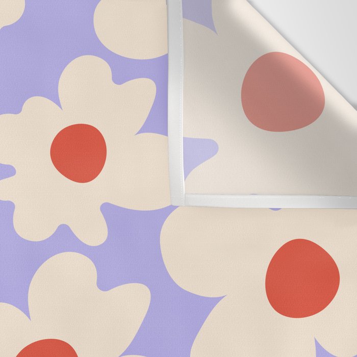 Abstract Flower Shape - Lilac, Cream and Red Wall Tapestry Gallery Image 3