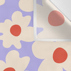 Abstract Flower Shape - Lilac, Cream and Red Wall Tapestry Gallery Image 3