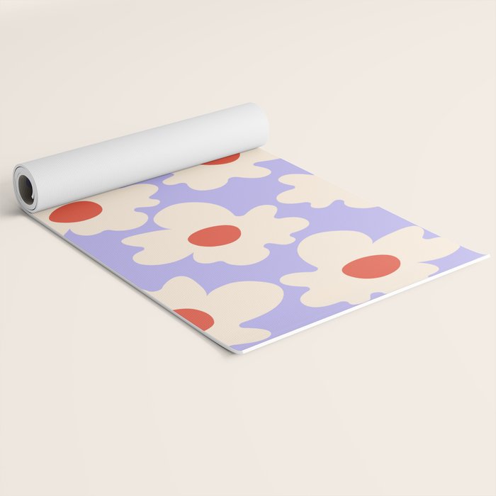 Abstract Flower Shape - Lilac, Cream and Red Yoga Mat Gallery Image 2