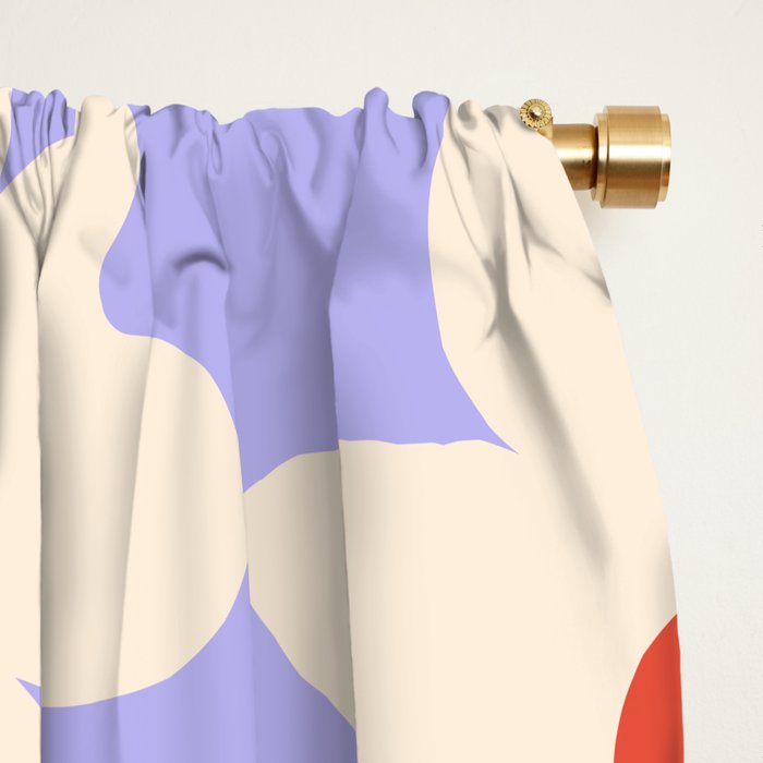 Abstract Flower Shape - Lilac, Cream and Red Window Curtain Gallery Image 2
