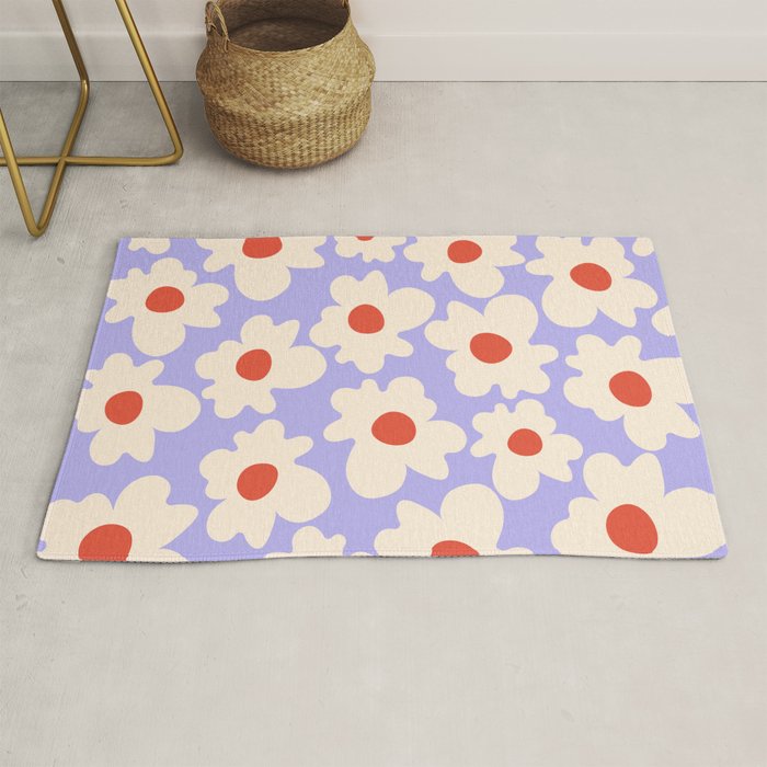 Abstract Flower Shape - Lilac, Cream and Red Rug Gallery Image 1