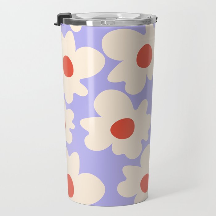 Abstract Flower Shape - Lilac, Cream and Red Travel Mug Gallery Image 3