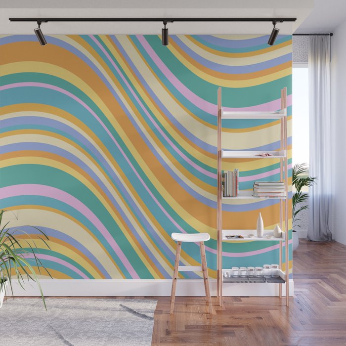 Wavy Stripes XXIV - 90s Summer Wall Mural Gallery Image 1