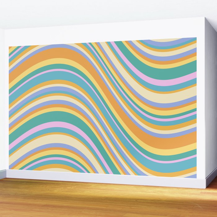 Wavy Stripes XXIV - 90s Summer Wall Mural Gallery Image 2