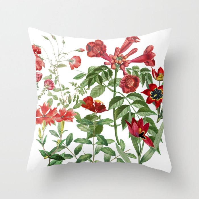 Rousing Red Botanical Throw Pillow Gallery Image 6
