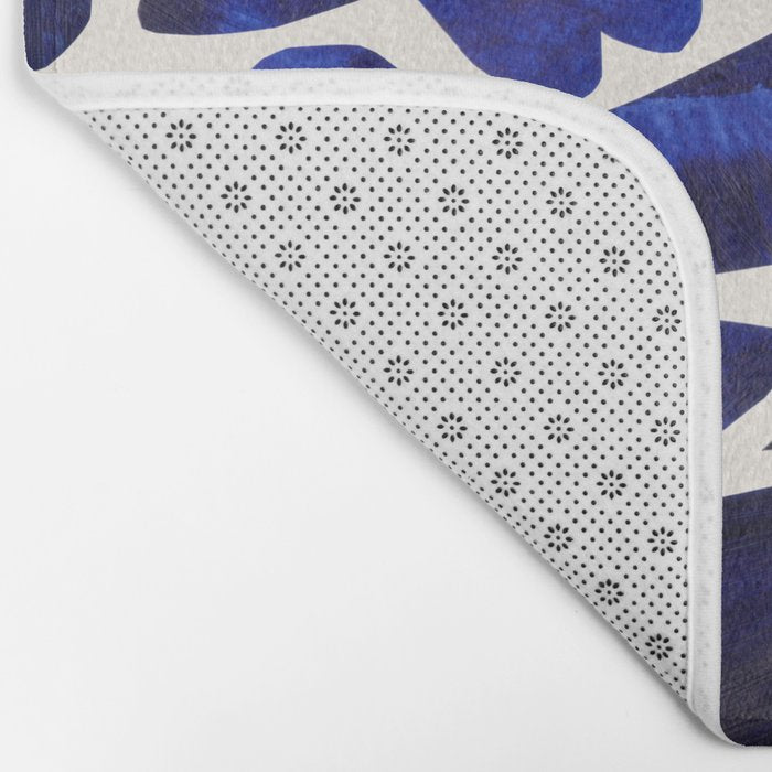 'Shattered Sky' Abstract Colorful Blue Paper Collage Minimal Mid Century Pattern by Ejaaz Haniff Bath Mat Gallery Image 2