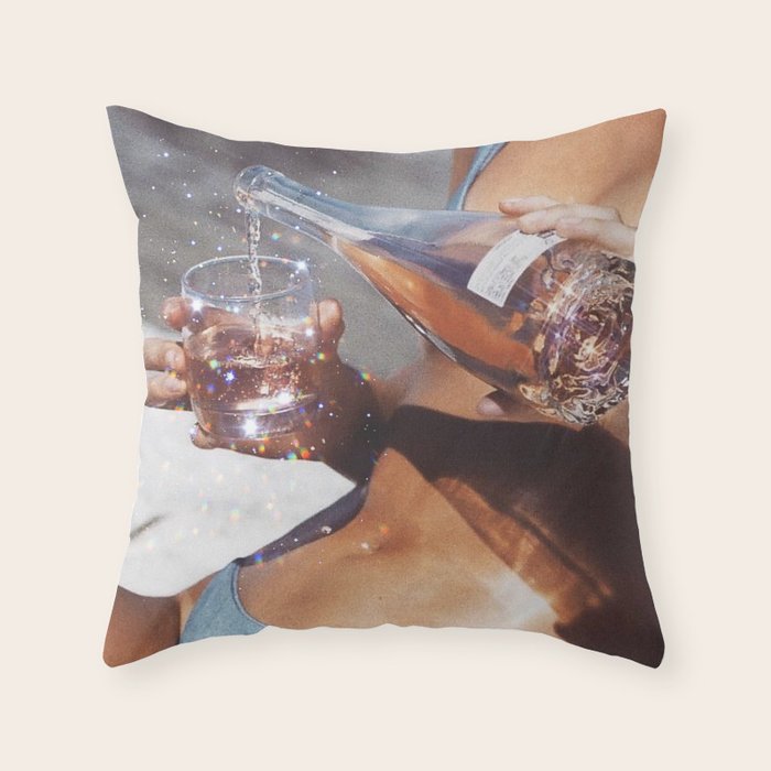 WATER ENERGY | collage art by Yana Potter | glitter art | collage creative | summer mood | sunshine Throw Pillow Gallery Image 6
