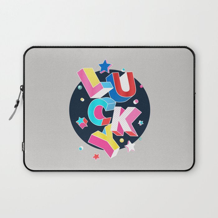 LUCKY Typography Laptop Sleeve Gallery Image 1