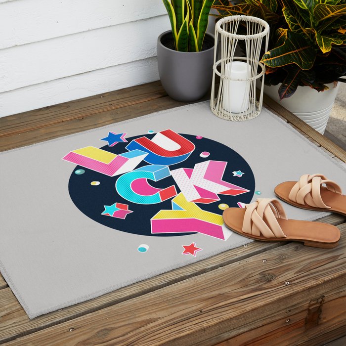 LUCKY Typography Outdoor Rug Gallery Image 2