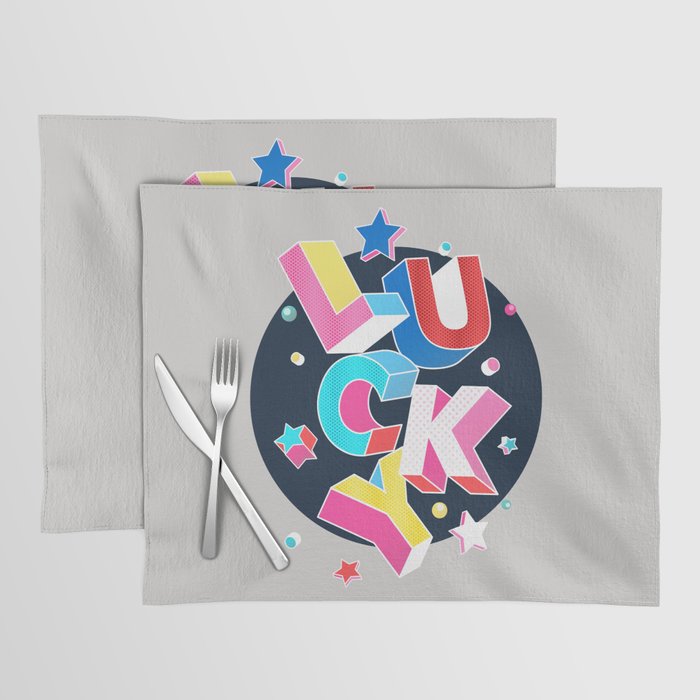 LUCKY Typography Placemat Gallery Image 1