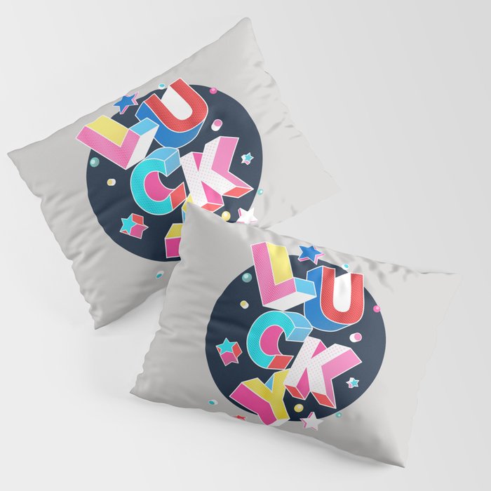 LUCKY Typography Pillow Sham Gallery Image 1