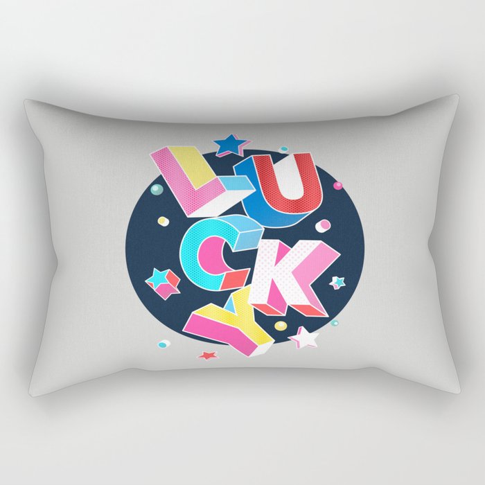 LUCKY Typography Rectangular Pillow Gallery Image 2